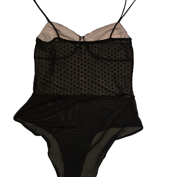 Victoria Secret Black Spaghetti Strap Bodysuit with sheer back lined front - Picture 2 of 6